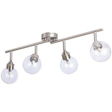 4 Light Spotlight Bar Chrome Stainless Steel Adjustable Ceiling Lamp Open Box
