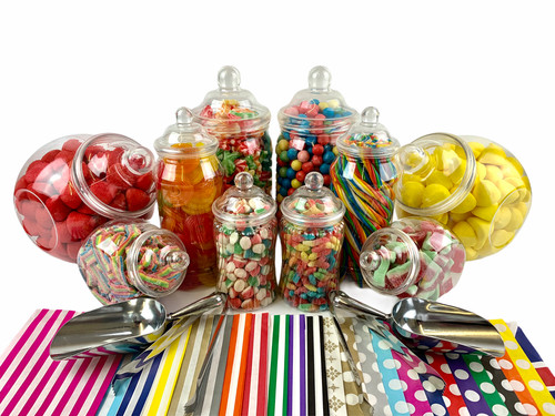 Plastic sweet jars scoops - 10,