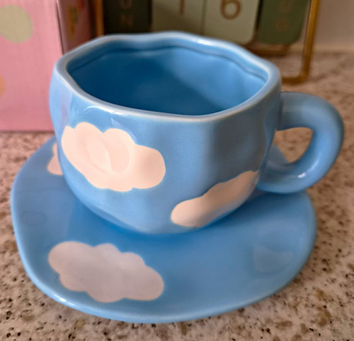 Clouds tea cup saucer - clouds,