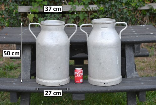 Vintage old aluminium milk - 2x,