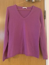 DEANE & WHITE 100% CASHMERE PINK PURPLE JUMPER, LARGE, SUPER SOFT, ‘V’ NECK