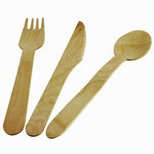 75 Wooden Birchwood Cutlery  25 Knives 25 Forks 25 Spoons Wood Biodegradable