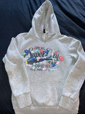 Ladies Girls Superdry Hoodie In Pale Grey Size 10-12 