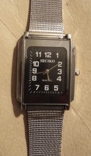 Black rectangular quartz men’s/women's watch,  Milanese steel band, boxed