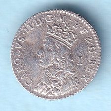 Great Britain. Undated (1660-62) Charles 11 -  Penny.. aVF