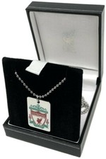 LIVERPOOL FC RED CREST STAINLESS DOG TAG PENDANT & 53cm LONG CHAIN NECKLACE
