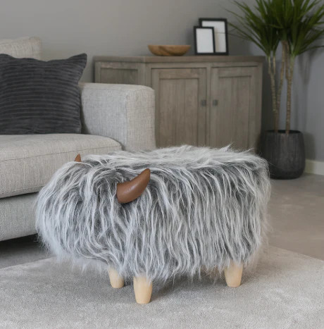 Shaggy highland cow - cow, footstool