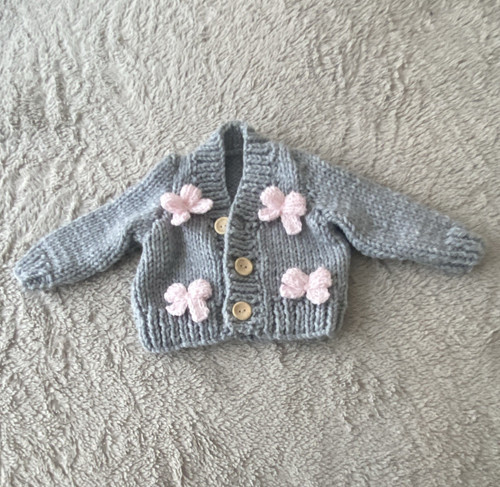 Handmade cardigan grey pink - ,