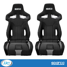 2 x Sparco R333 Reclining Seats, Black Fabric with Grey Stitching, Base Mounted