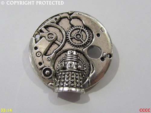 Steampunk brooch badge silver - steampunk,