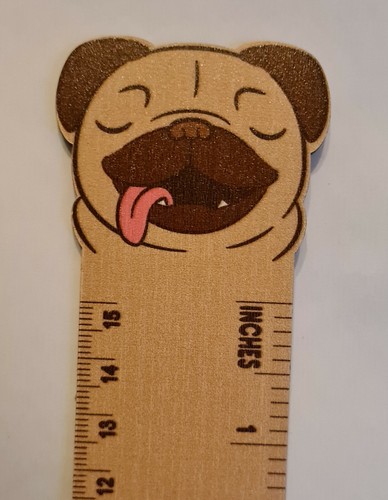 Pug dog wooden ruler - wooden,