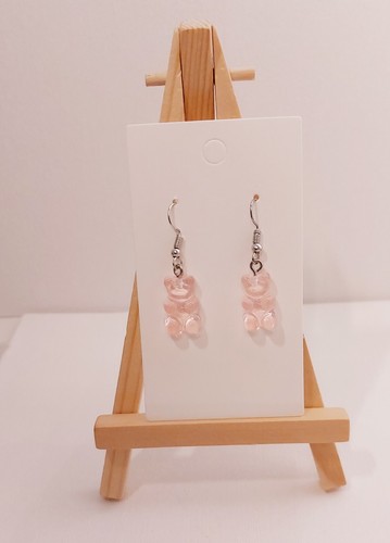Pink gummy bear earrings - pink,