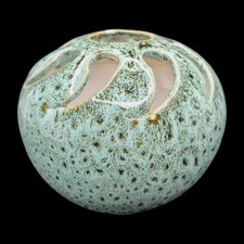 Vintage Ikebana Vase Pottery Frog Vase Flower Posy Green Ceramic Speckled