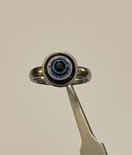 Costume Silver Tone Evil Eye Ring - Size S+