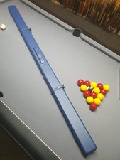 Quality Blue Faux Leather 2 x 1-piece Snooker Pool Cue Hard Case NEW