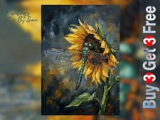Dragonfly on Sunflower 5x7