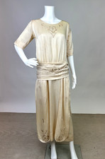 Antique 1920s Cream Silk Dress