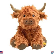 Highland Cow Plush Toy with Mooing Sound – Soft Brown Farm Animal Gift for All