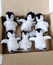 Penguins Christmas Tree Baubles Decoration Ornaments Cute Flocked (Set of 6)
