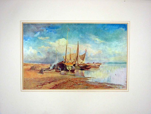 Original old antique print - old,