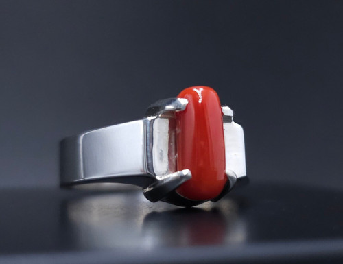 Handmade coral marjan ring - coral,