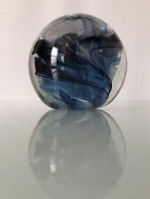 Isle of Wight Glass Studio Paperweight Blue Vintage Michael Harris Magnum Art