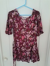 Urban Outfitters Purple Floral Mini Tea Dress Size L