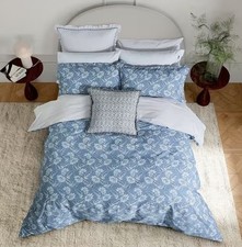 Bedeck of Belfast Floral Blue Chambray 200TC Cotton Duvet Cover Set - Double A