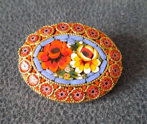 Vintage micro mosaic - micro, brooch