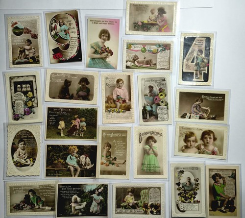 Job lot antique tinted rppc - job,