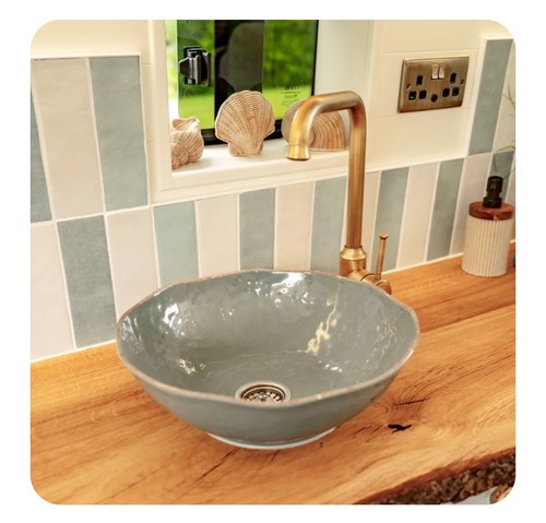 Grey round sink campervan 32cm - round,