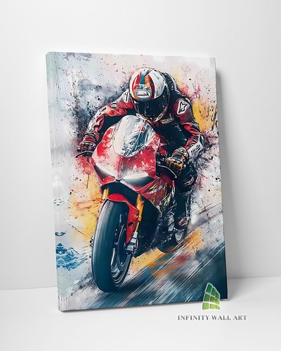 Red motorcycle bike canvas art - red,