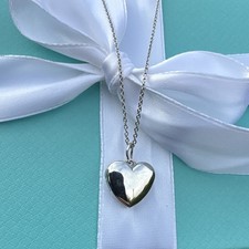 Tiffany & Co Small Heart Locket  Sterling Silver & 19” Tiffany fine silver chain