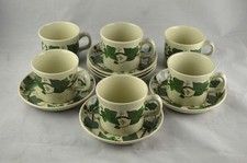 Wedgwood NAPOLEON IVY x6 Coffee / Tea Cups & Saucers - Flat Bottom - Perfect