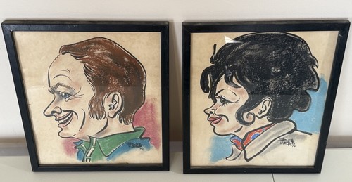 Vintage 1976 pastel caricature - pastel,