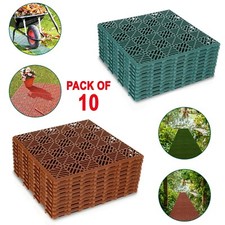 10pc Interlocking Plastic Garden Tiles Nonslip Path Floor Lawn Paving Patio Deck