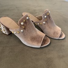 Stuart Weitzman Do Hickey Dusty Pink Mule Heels 6.5 Medium Embellished Shoes