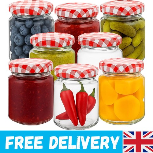 Round glass jam - glass, red