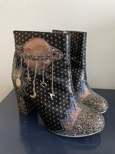 Amazing Irregular Choice Intergalactic Space Charm Glitter Boots Size 6