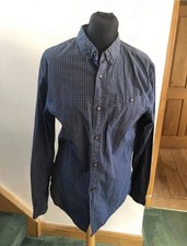 Red Herring Cotton Button Collar Long Sleeve Blue Check Shirt Size Small