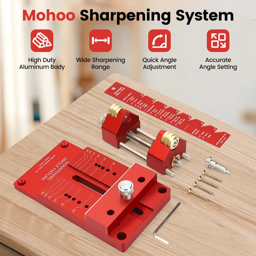 Sharpening system honing guide - system,