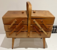 Vintage / Retro Canterlever Wooden Sewing Box 