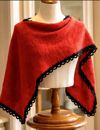 Knitted red black - knitted, cape