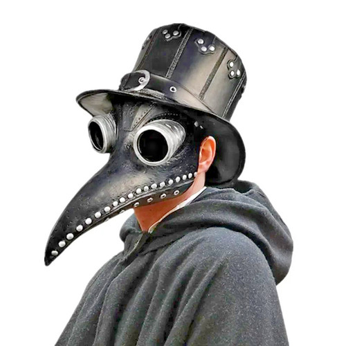 Plague doctor mask black latex - plague,