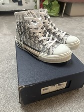 B23 League High-Top Sneaker White and Black Dior Oblique Canvas, UK Size 