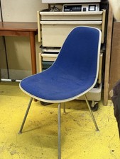 Herman Miller Blue Hopsack Fiberglass Molded Eames Shell Chair MCM