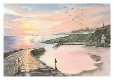 Cullercoats Bay Sunrise Mounted Giclée Fine Art Print, Hand Signed Free Delivery