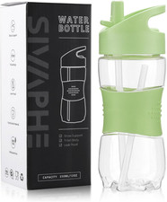 Clear Water Bottle with Straw