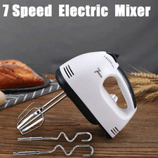 7 Speed Electric Handheld Whisk Food Beater for Whipping Cookies Cakes Eggs UK