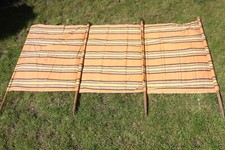 Vintage 3 Panel Striped Beech Camping Canvas Windbreaker Retro Orange 81" 206cm